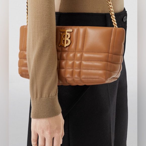 BURBERRY - LOLA SMALL QUILTED CROSSBODY BAG MAPLE BROWN - Picture 16 of 16